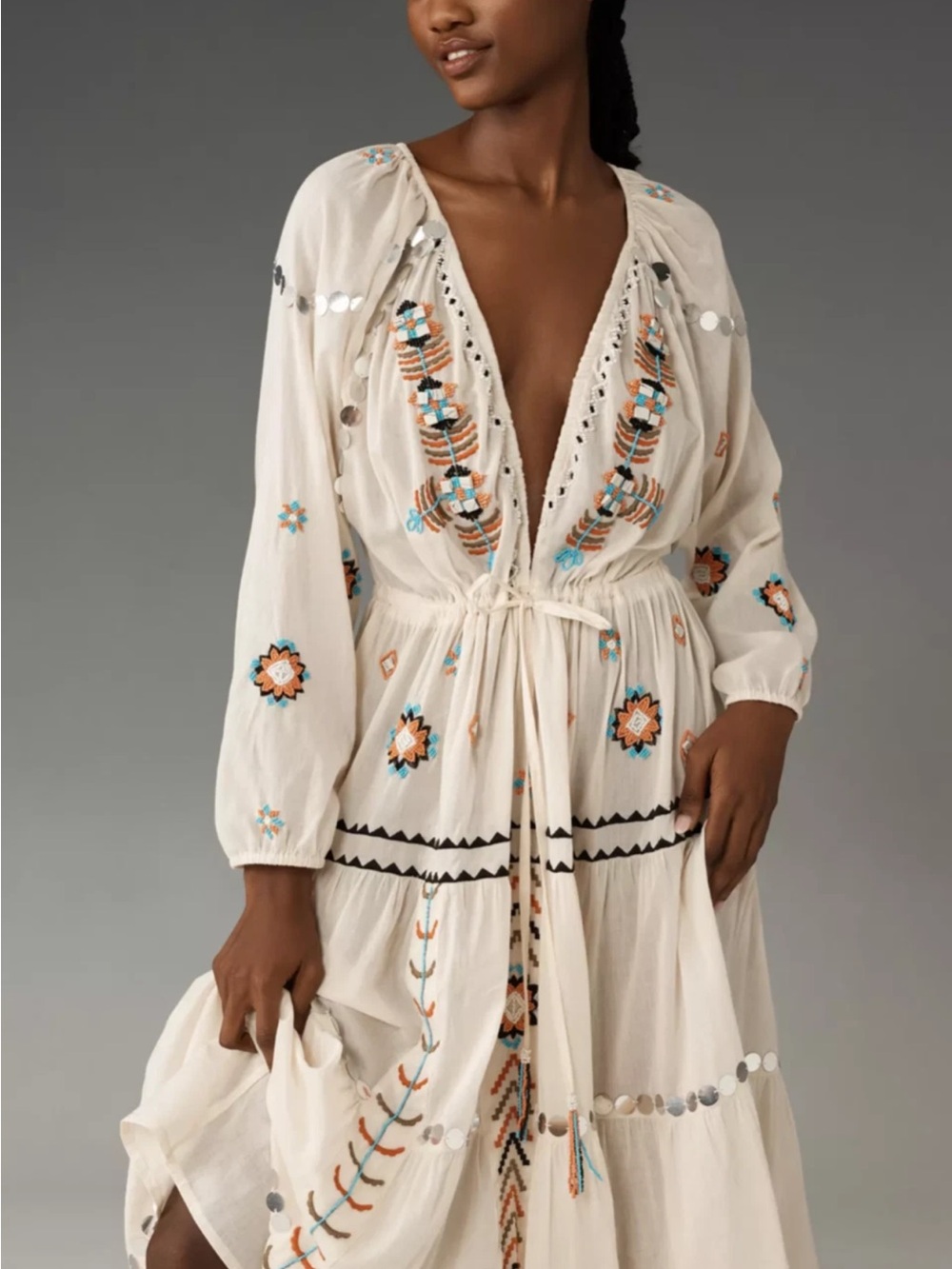 Anthropologie Boho Embellished Kaftan Maxi dress - Picture 2 of 8